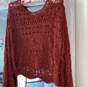 Auburn Red Knitted Cropped Shirt